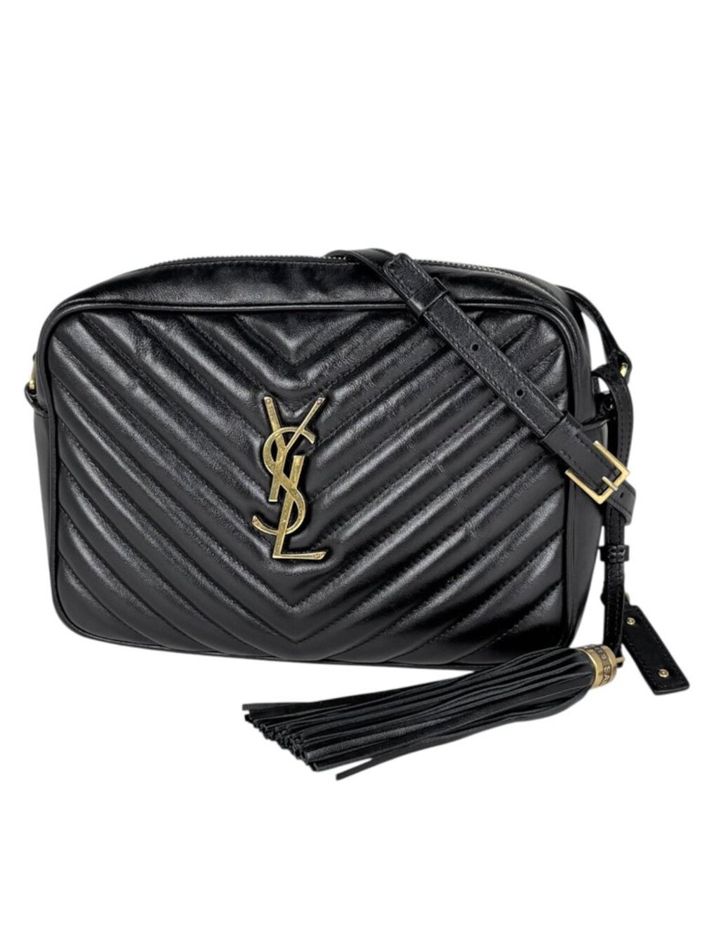 Saint Laurent Paris Shoulder Bag Lou Tassel Fringe Leather Black